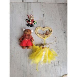 Teddy bear ornament Angel Santa heart figure set